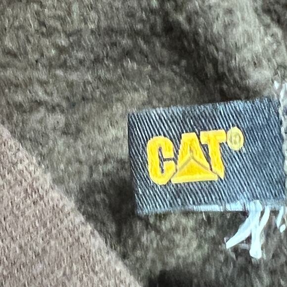 CAT Caterpillar Hoodie XL Brown Workwear Distressed Stains Heavyweight Pullover - Picture 12 of 14
